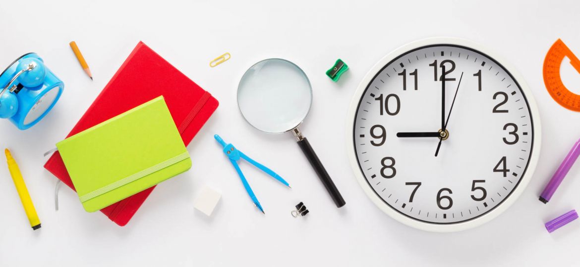 school-accessories-and-wall-clock